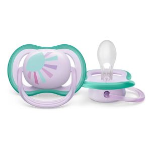 Philips AVENT Ultra Air ортодонтични залъгалки Ultra Air 0-6м 2бр./лилави с декорация Слънце и Дъга/ 0524.008