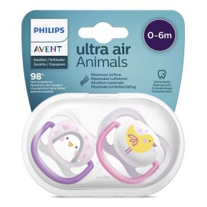  Philips AVENT  Ultra Air 0-6м. ортодонтични залъгалки 2бр. /Пингвин и Птица/ 0518.006