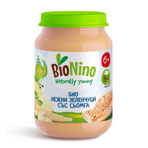 BIO NINO Био бебешко пюре Зеленчуци със сьомга 6м+ ,190г.  2416