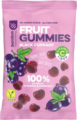 BOMBUS FRUIT GUMMIES Плодови желирани бонбони Касис без захар  35 г. 2934