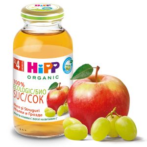 HIPP БИО Сок от ябълка и грозде 4+ мес. 200 мл.  8030