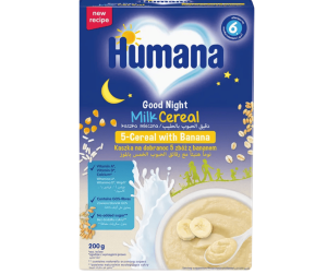 HUMANA МЛЕЧНА инст.пълнозърнена каша ЛЕКА НОЩ с Банан 6+мес. 200гр.