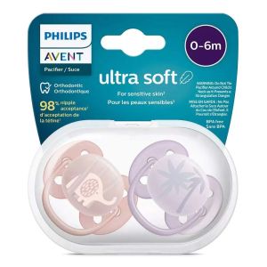 Philips AVENT залъгалки ULTRA SOFT СЛОНЧЕ/ПАЛМИ 0-6 м 2 бр. 0515.014 