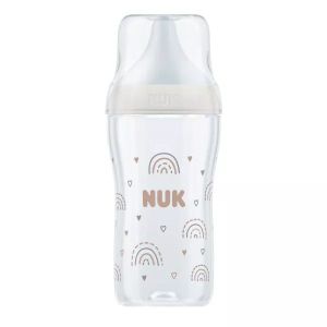 NUK  Perfect Match шише бебешко   силик. биб. M, 3+мес. ,260 мл.декорация Дъга  216.015