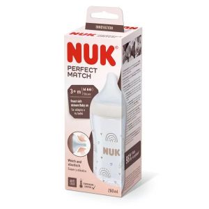 NUK  Perfect Match шише бебешко   силик. биб. M, 3+мес. ,260 мл.декорация Дъга  216.015