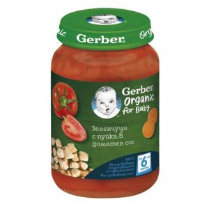 GERBER ORGANIC бебешко пюре  зеленчуци с пуйка, в доматен сос 6м.+, 190гр.  1643