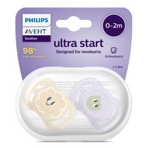  Philips AVENT  Ultra Start 0-2м залъгалки за новородени 2 бр. в оранжево и лилаво / очички 0621.001