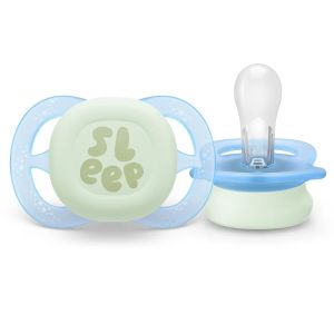 Philips AVENT  Ultra Start 0-2м,. ортодонтични залъгалки за новородени в синьо и зелено с декор Sleep 0625.001
