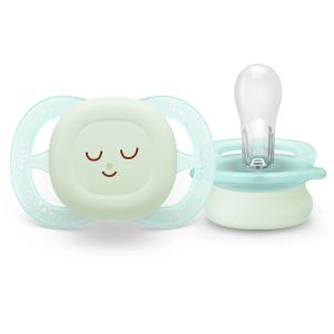 Philips AVENT  Ultra Start 0-2м,. ортодонтични залъгалки за новородени в синьо и зелено с декор Sleep 0625.001