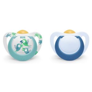 NUK  STAR залъгалка   каучук 2 бр. 6-18 месеца + кутийка  734.075