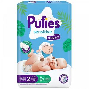 PUFIES SENSITIVE Пелени Размер  2 Mini 4-8кг 70бр.