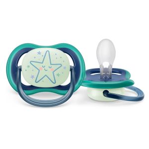 Philips AVENT  Ортодонтични силиконови залъгалки 2 бр. 18м+ ULTRA AIR NIGHT ЗВЕЗДА/ЛУНА 0517.005