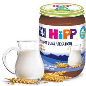 HIPP  Био Млечна каша "Лека нощ" грис 4м+ ,190 г.   5515