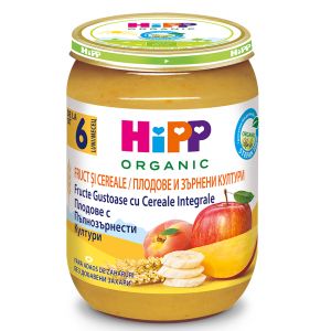 HIPP  Био Пълноз. безмлечна каша плодова 6м+, 190 г.   4800