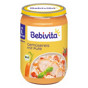 BEBIVITA  Бебшко пюре Зеленчуци ,ориз  с пуешко месо 220 г.  15609