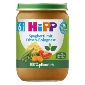 HIPP БИО Бебешко пюре Спагети Болонезе с Грах, 190гр., 6м+   60500