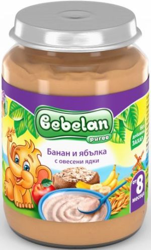 BEBELAN PUREE Млечна каша Банан и Ябълки с овесени ядки от 8 мес. 190 г.  4435