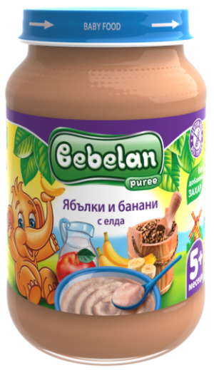  BEBELAN PUREE Млечна каша ябълки, банан и ЕЛДА 5+ мес. 190 г.  5831