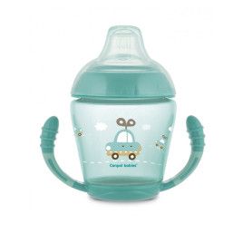 CANPOL Нетечаща чаша с дръжки и мек накрайник 230 мл /сива и зелена/ 56/501 