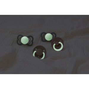 BIBS Биберони De Lux, Каучук, Sage GLOW/Cloud GLOW, 2 бр.,6-12 мес./СВЕТЕЩИ//190217/