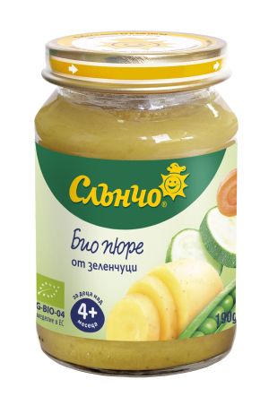 СЛЪНЧО бебешко Биологично пюре от зеленчуци   4м.+ 190гр.,   4310