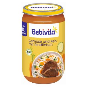 BEBIVITA Бебешко пюре  Зеленчуци, ориз и телешко месо 250 г.  16210