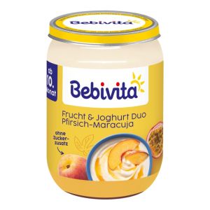 BEBIVTA бебешко пюре Йогурт с плодове - праскова и маракуя 6м.+ 190г.  14409