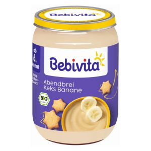 BEBIVITA БИО Бебешко пюре Млечна каша "Лека нощ" грис с банани и бисквити 190г. 14600