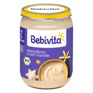 BEBIVITA БИО Бебешко пюре Млечна каша "Лека нощ" грис с ванилия 190г.  14601