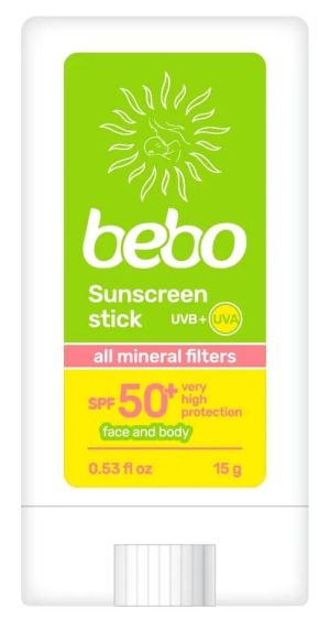 БЕБО Слънцезащитен минерален СТИК  SPF50+ 15 гр.0м+