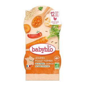 BABYBIO Меню ЛЕКА НОЩ Пиле, Киноа, Зеленчуци 12+м. 2х200гр.