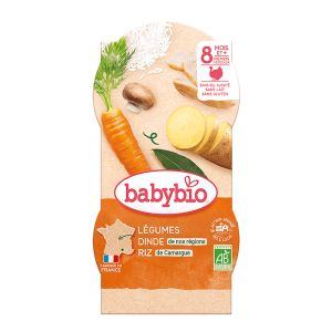 BABYBIO БИО  Меню ЛЕКА НОЩ Пуешко и Ориз 8+мес. - 2x200 гр. купички 
