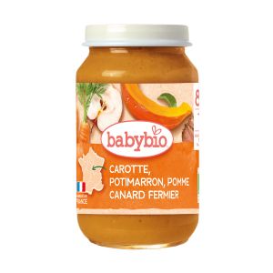 BABYBIO БИО бебешко пюре  Патешко месо+моркови,тиква,ябълка 8м+, 200гр.