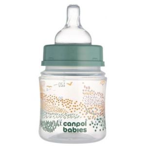 CANPOL Шише против колики с широко гърло EASY START MOUNTAINS 0м+ 120 мл, код 35/242 зелено/бежово