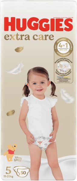HUGGIES EXTRA CARE -Бебешки еднократни пелени ,размер  5 (11-25 кг),50 бр./пак.