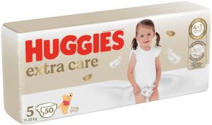 HUGGIES EXTRA CARE -Бебешки еднократни пелени ,размер  5 (11-25 кг),50 бр./пак.