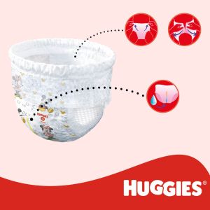 HUGGIES Little Movers- Бебешки еднократни гащи,Размер   4 (9-14 кг) Disney 36 бр./пак.