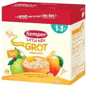 SEMPER МЛЕЧНА Многозърнеста Каша Манго и Ябълка 1-3 год., 470 гр..  7208