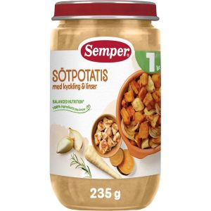SEMPER  Бебешко пюре със Сладки Картофи, Пиле и Леща, 12м+, 235 г.,   9764