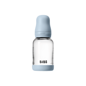 BIBS Бебешка Стъклена Бутилка Baby Blue 120мл Каучук Бавен Поток/5019231/