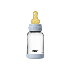 BIBS Бебешка Стъклена Бутилка Baby Blue 120мл Каучук Бавен Поток/5019231/