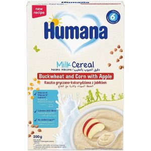 HUMANA МЛЕЧНА инст.каша елда ,царевица и ябълка, 6+мес. 200 гр. 
