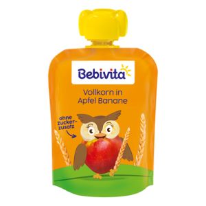 BEBIVITA Плодова закуска ПАУЧ Пълнозър. спелта с Ябълка и Банан 90 гр. 19109