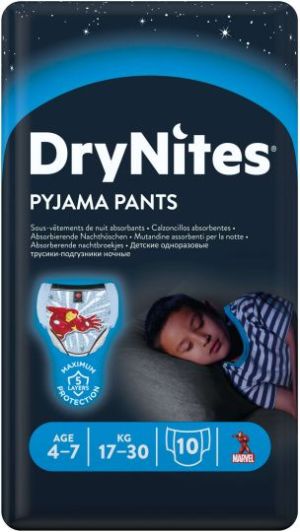  HUGGIES DryNites- Еднократни гащи за момче, 4-7 год.(17-30 кг),10 бр./пак..
