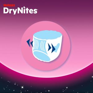 HUGGIES DryNites- Еднократни нощни гащи за момиче , 8-13 год.(30-48кг), 9 бр./пак..