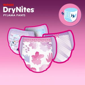 HUGGIES DryNites- Еднократни нощни гащи за момиче , 13+ год.(48+ кг),9 бр./пак.