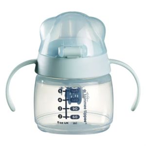 TOMMEE TIPPEE Неразливаща чаша с мек накрайник Soft Spout 150 мл, 4м+ BACSHIELD син Мече TT.0287