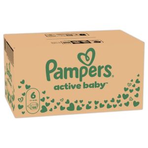 Pampers Active baby -Еднократни пелени, Размер 6(13-18 кг), 128бр./.КАШОН