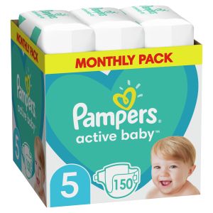 Pampers Active baby -Еднократни пелени, Размер 5(11-16кг) ,150 бр./ КАШОН
