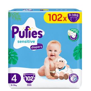 PUFIES SENSITIVE ПЕЛЕНИ 4- Maxi (7-14 кг) 102 бр. (MEGA Pack)